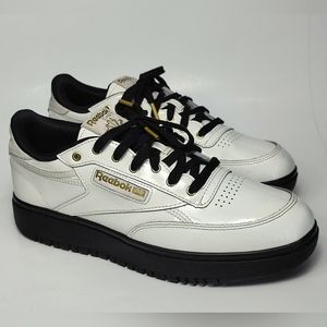 Reebok Club C Double Womens Retro Shoe White Patent Platform Sneaker